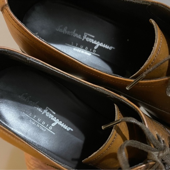 Salvatore Ferragamo Dress Shoes Brown Sz 7.5 - Picture 9 of 16